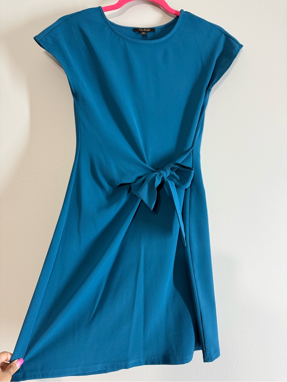 City Studio Teal Tie-Front Midi Dress
